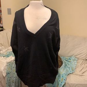Torrid Size 4 4X Lovesick Black Stars Cotton V-Neck Sweater